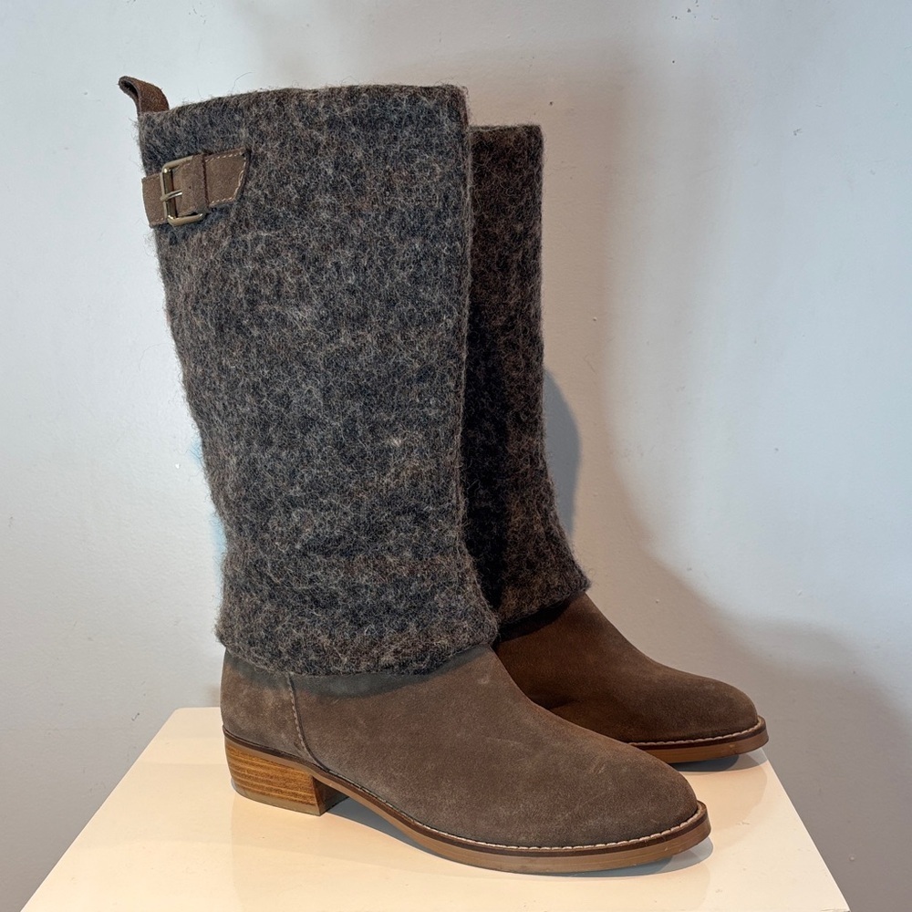 Design Lab English Riding/Jumping Boots Women Size US9/40 Suede/Wool Leg Cover